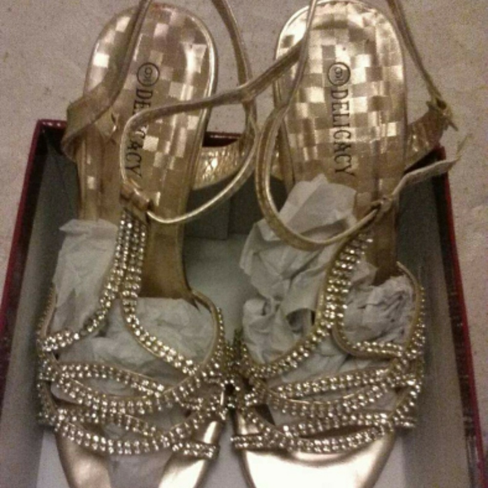 Gold high heels
